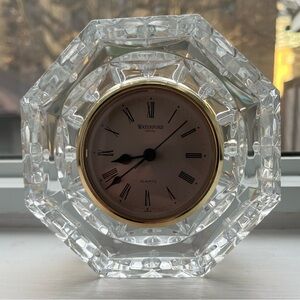 Waterford Crystal Desk Clock with Gold Clock Center Piece